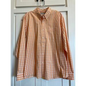 DOCKERS Men's Orange and White check dress shirt 2XL